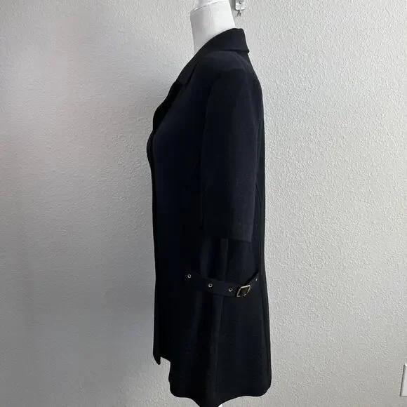 St. John Collection Knit Top Women's 12 Black Button Down Blouse Short Sleeve - Picture 4 of 8